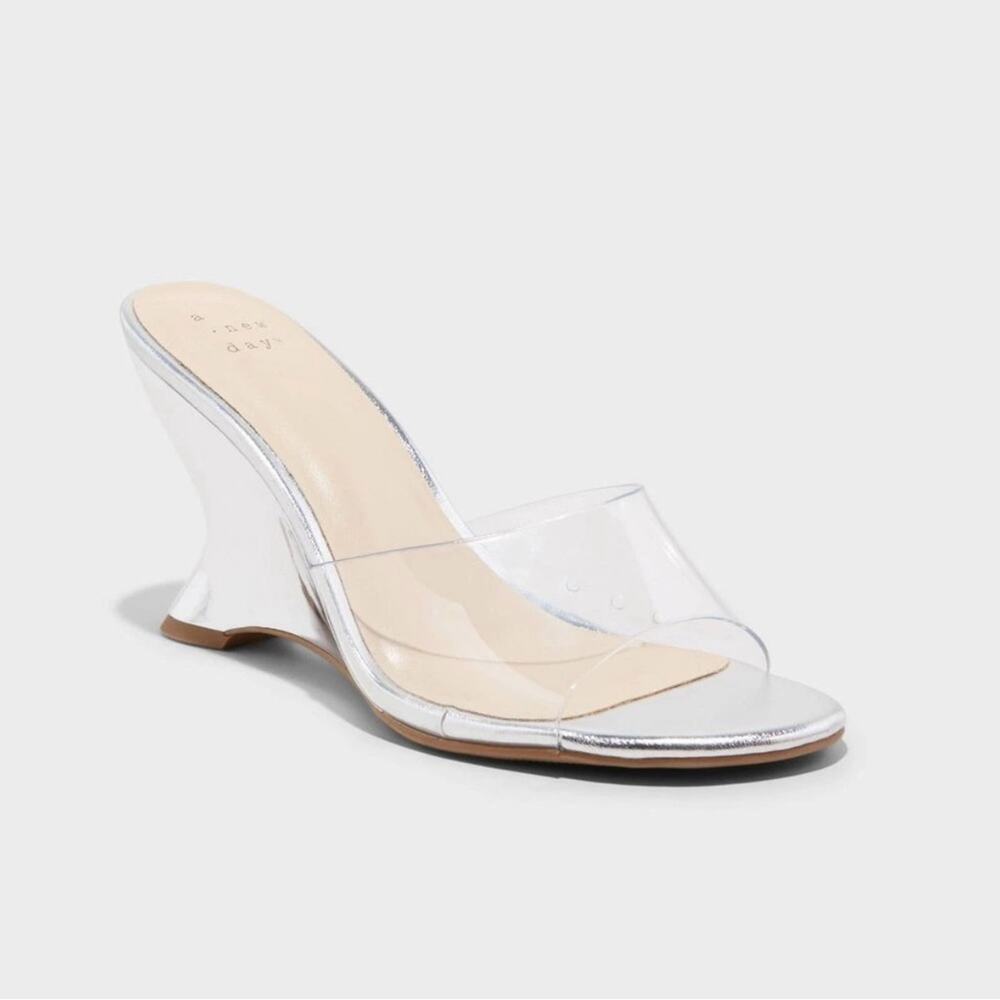NWT!! A New Day Silver Women's Wedge Shoes, High Heels, Formal, Size‎ 8 - Picture 2 of 14